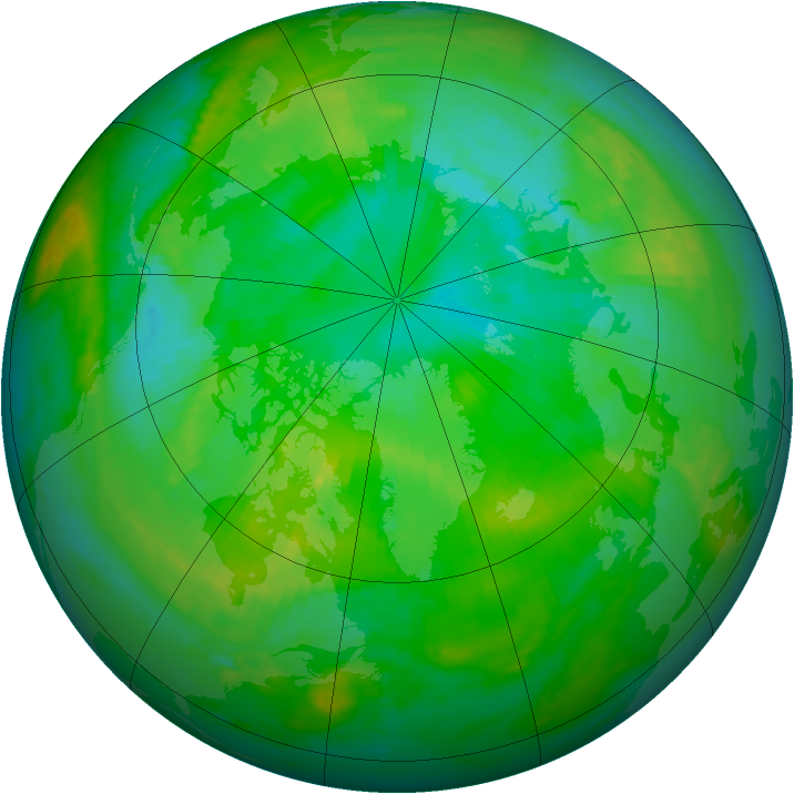 Arctic ozone map for 20 July 1986